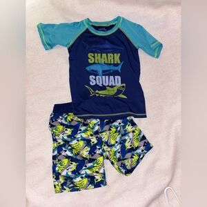 Shark Squad Kids Rashguard Set - Blue and Green